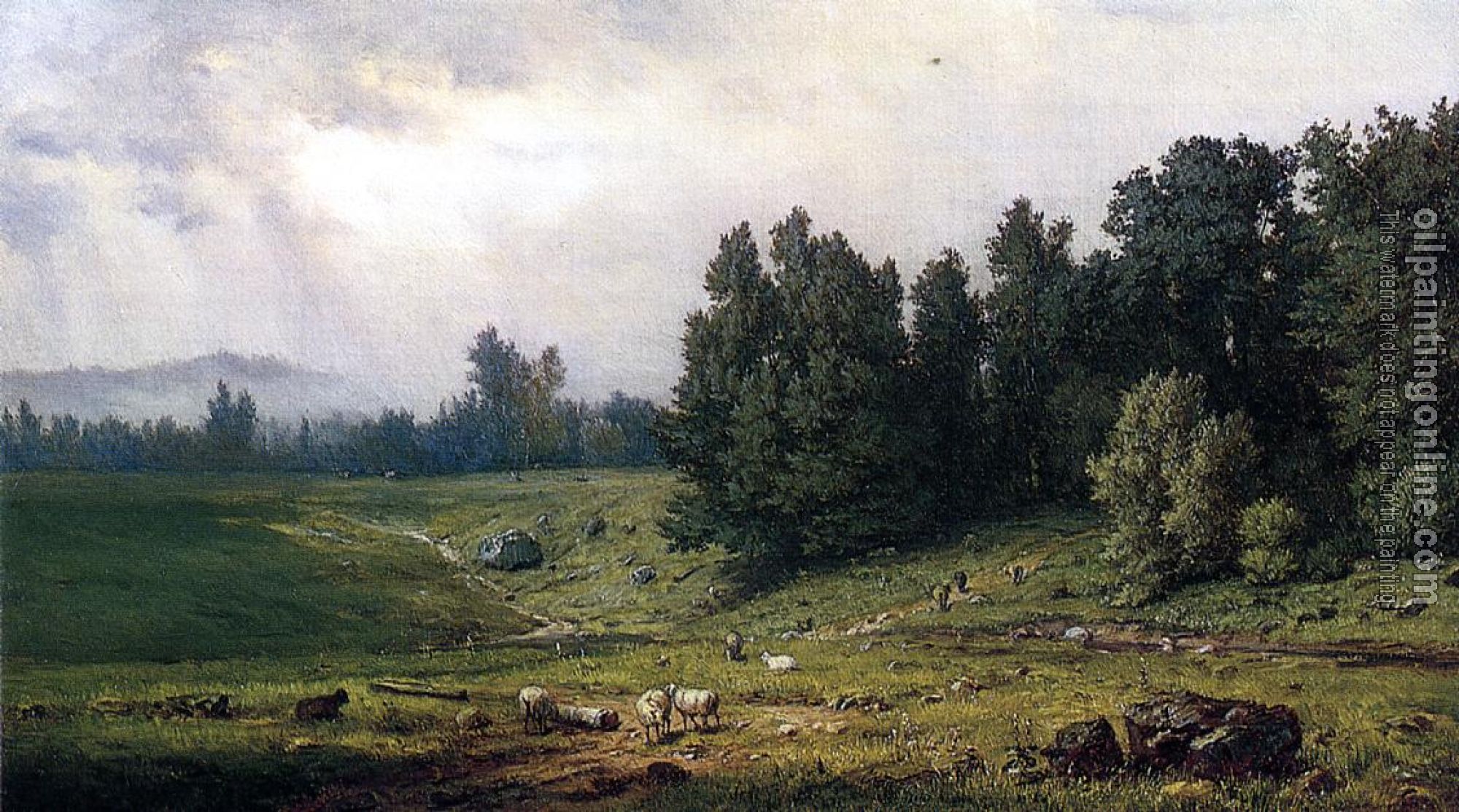 George Inness - Landscape with Sheep